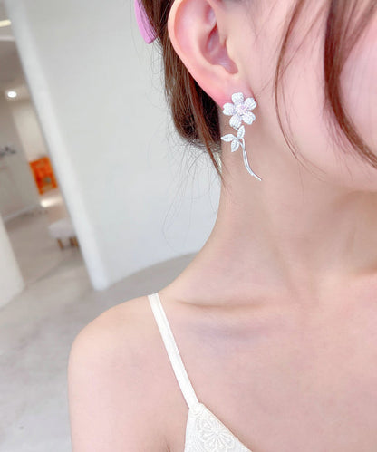 Stud Copper Pink Cherry Vogue Blossom Zircon Earrings