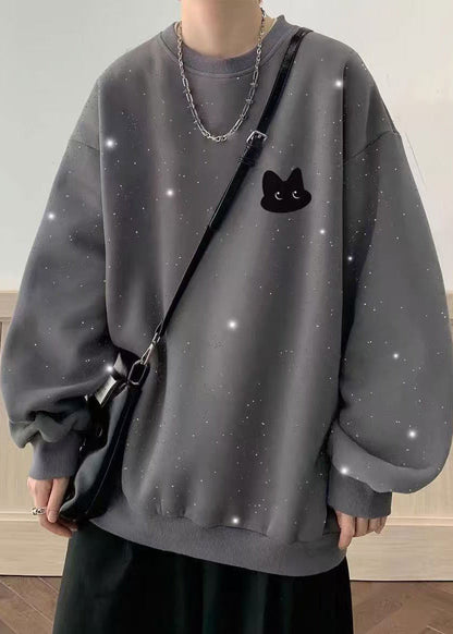 Cotton Spring O Men Gypsophila Sweatshirt Neck Sequins White