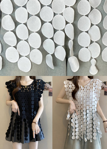 Original O Hollow Design White Out Summer Tops Neck