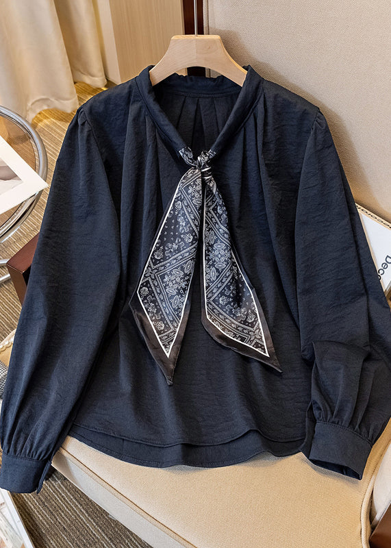 White Oversized Cotton Blouses Scarves Spring YK028