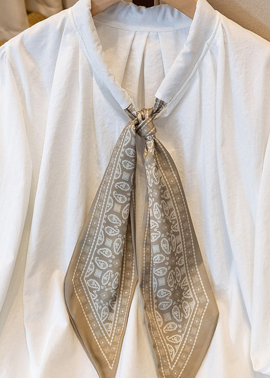 White Oversized Cotton Blouses Scarves Spring YK028