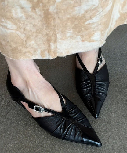 Pointed Sheepskin Flat Boutique Shoes White Toe Splicing