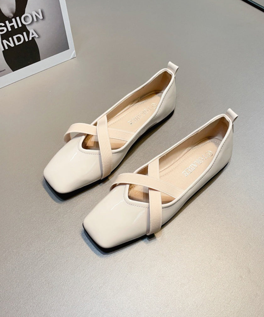 Splicing Women For Wine Shoes Red Flat Cross Leather Strap Faux