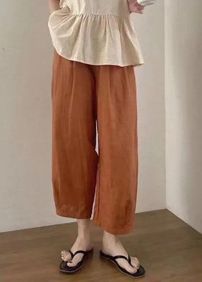 Set Two Summer Oversized Piece Linen Clothing Apricot Women
