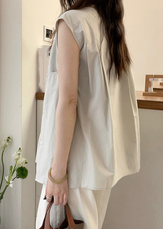 Collar Women Short Shirt Sleeve Stand Apricot Asymmetrical T