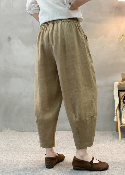 Linen Women Pants Oversized Army Summer Green Harem