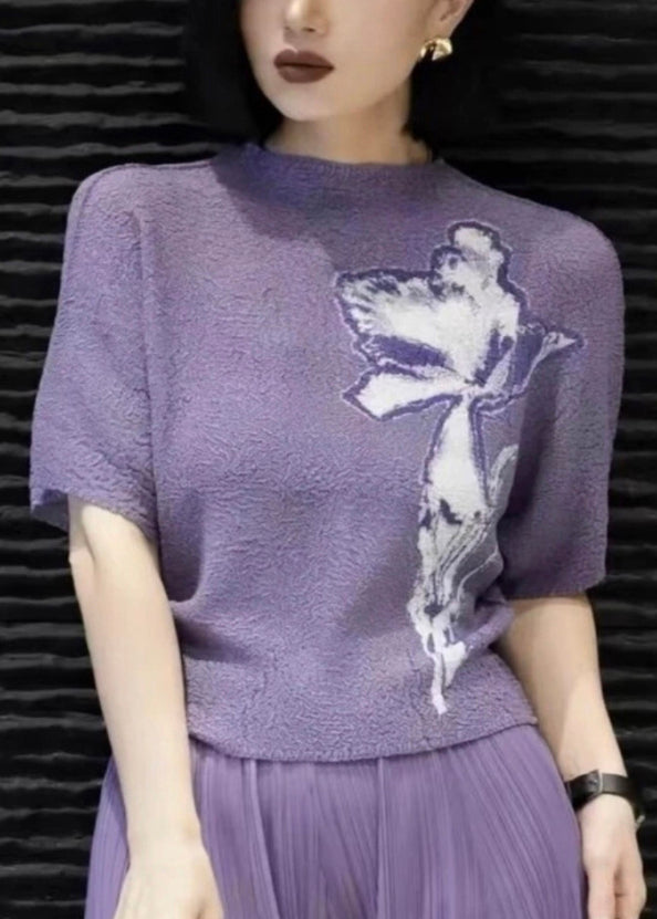 Women Batwing Shirts Beige Wrinkled Cotton T Sleeve Print