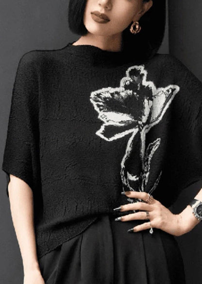 Women Batwing Shirts Beige Wrinkled Cotton T Sleeve Print