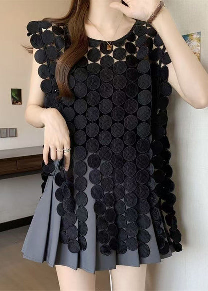 Out Solid Top Black Women Sleeveless Hollow Neck O