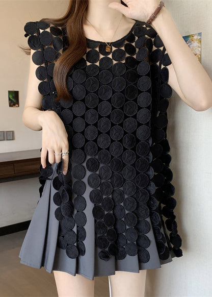 Out Solid Top Black Women Sleeveless Hollow Neck O