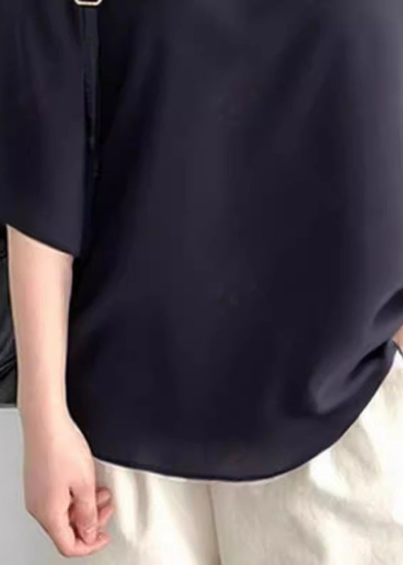 Patchwork Black Summer Shirt Women Bow Tops Oversized Cotton