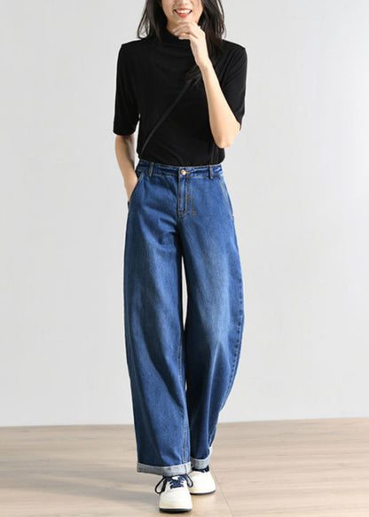 Denim Waist Summer Blue Women High Pants