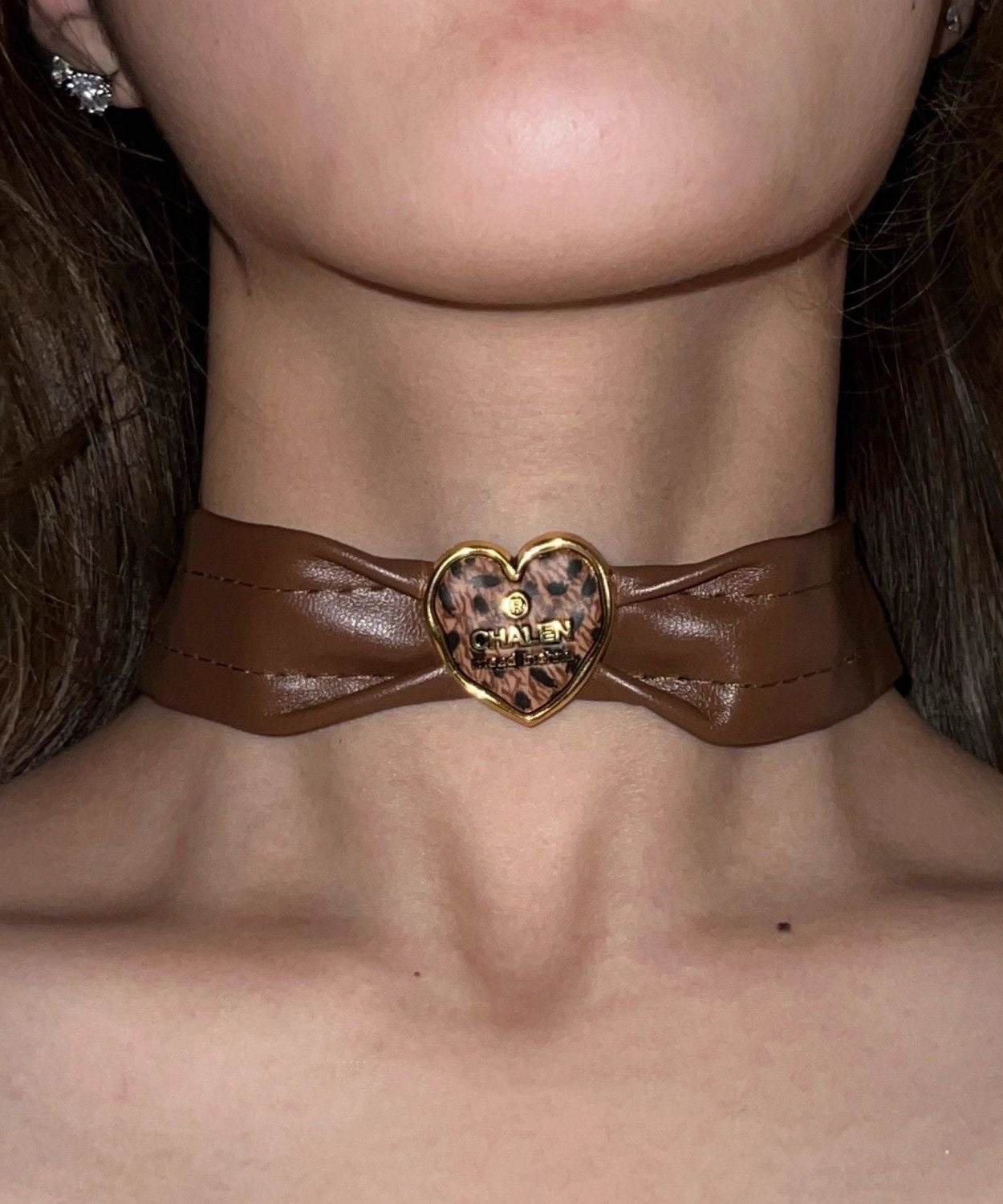 Women Brown Sterling Silver Alloy Leather Choker YD003