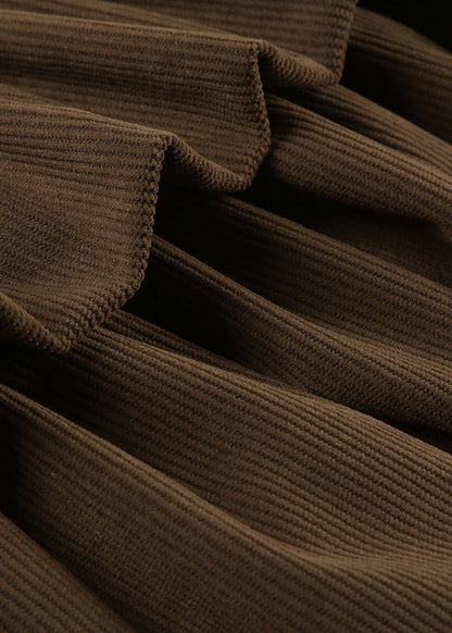 Waist Lace High Skirts Summer Corduroy Women Zippered Brown