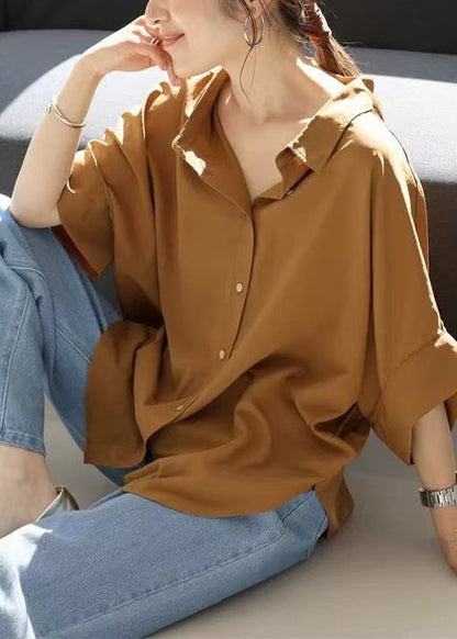 Coffee Women Shirt Cotton Oversized Summer Top
