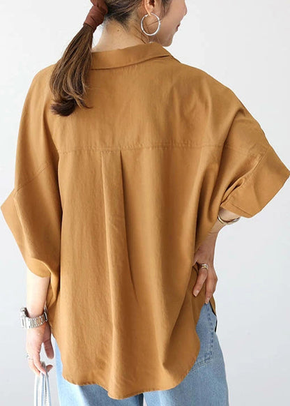 Coffee Women Shirt Cotton Oversized Summer Top