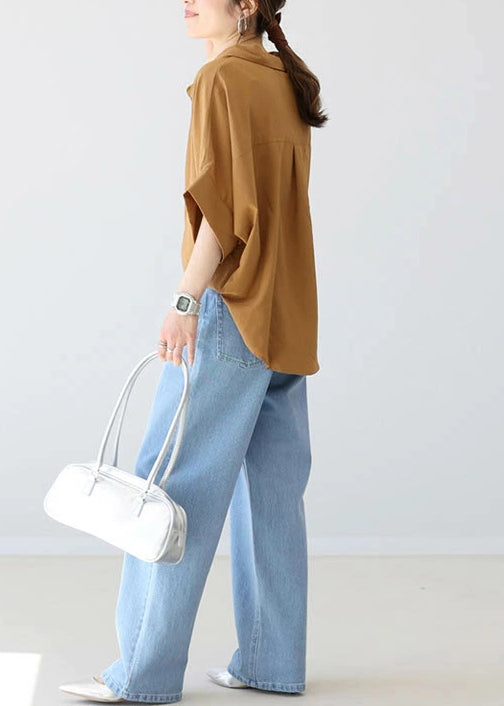 Coffee Women Shirt Cotton Oversized Summer Top