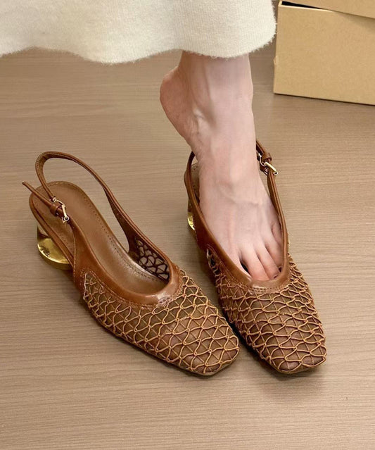 Splicing Brown Women Sandals Comfy Chunky