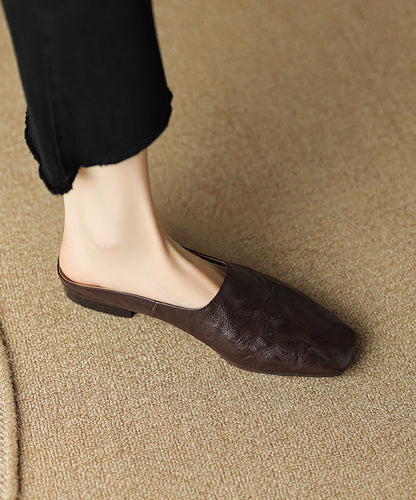Sandals Splicing Square Toe Women Brown Slide Comfy