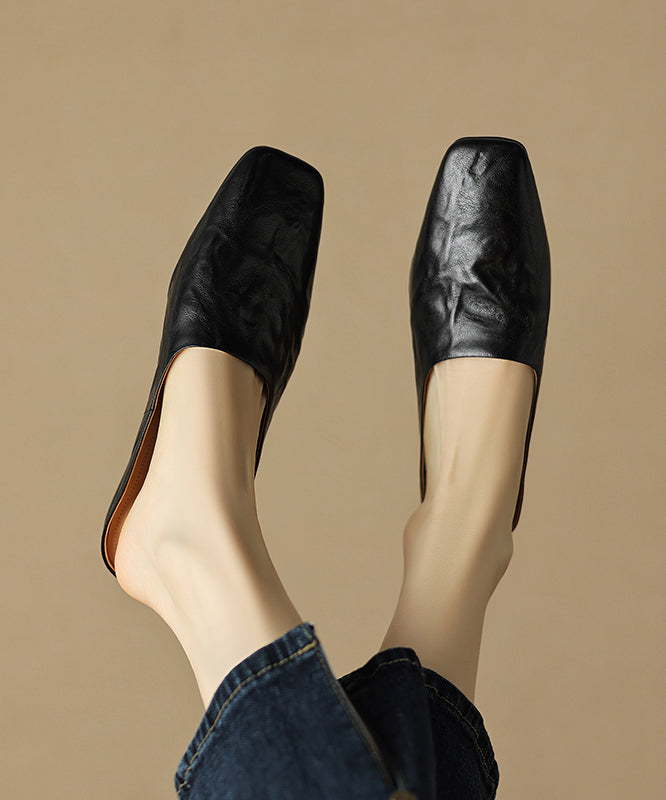 Sandals Splicing Square Toe Women Brown Slide Comfy