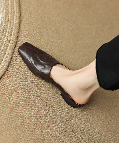 Sandals Splicing Square Toe Women Brown Slide Comfy