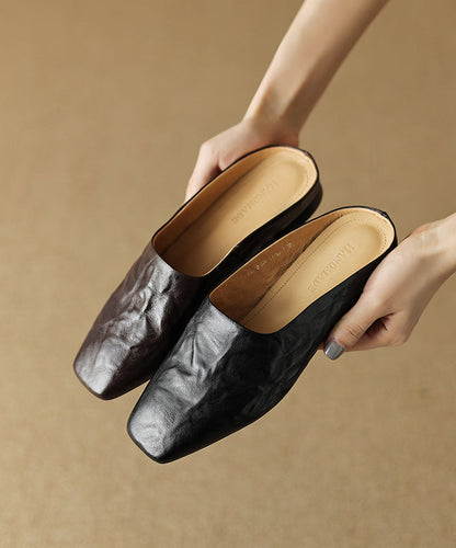 Sandals Splicing Square Toe Women Brown Slide Comfy