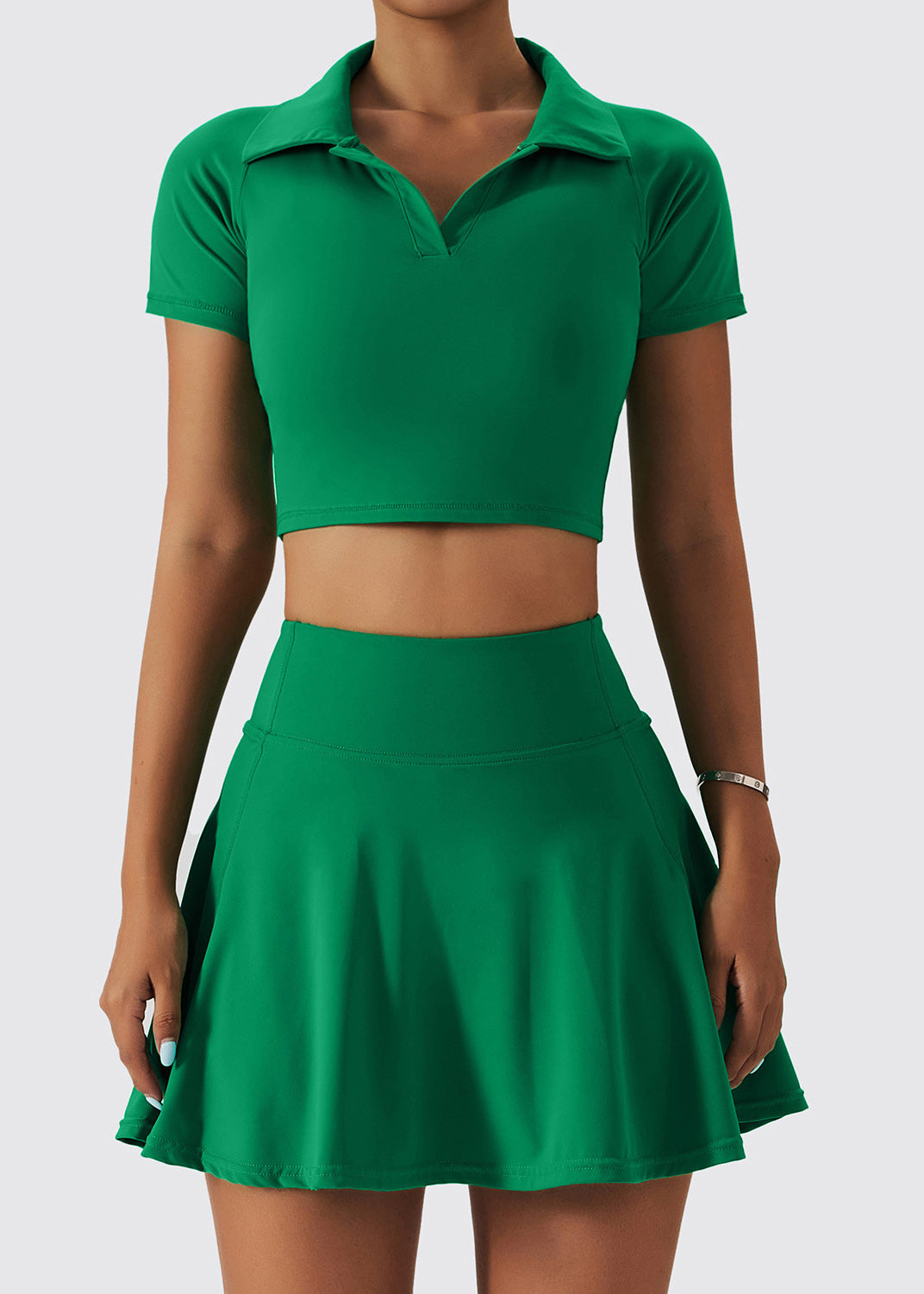 Set Women Collar Tummy And Pan Peter Leggings Green Bra Control