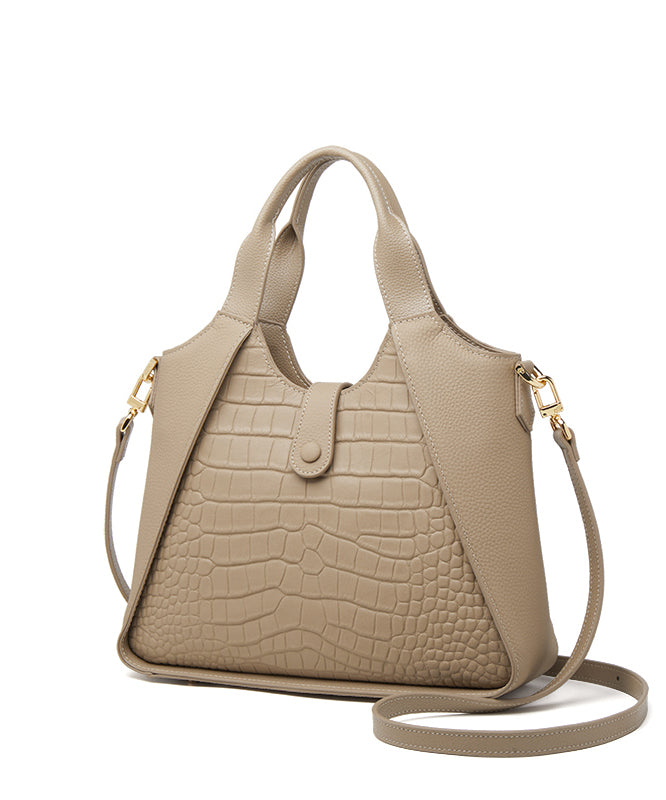 Women Calf Grey Tote Patchwork Leather Durable Bag