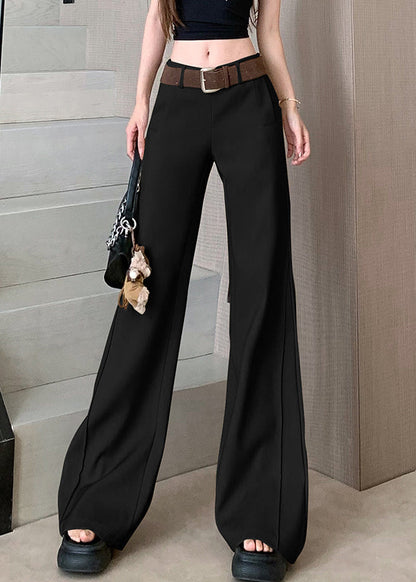 Spring Wide High Pockets Women Pants Khaki Leg Waist Patchwork