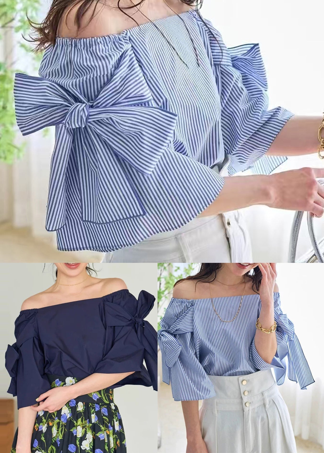 Summer Cold Navy Shoulder Top Cotton Women Shirt