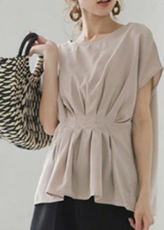 Wrinkled Summer Tank Nude Tops Women Oversized Cotton