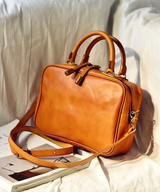 Bag Leather Orange Doctor Capacity Large Women