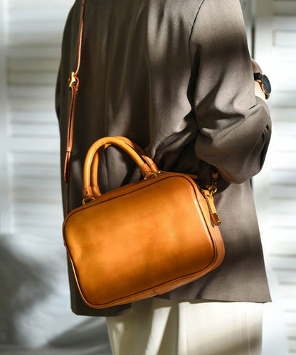 Bag Leather Orange Doctor Capacity Large Women