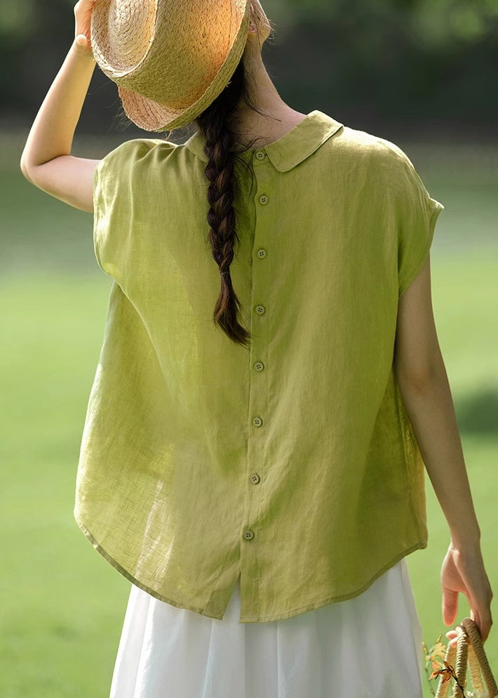 Cotton Peter Women Pan Button Shirt Pink Summer Solid Collar