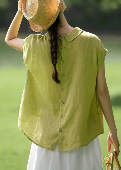 Cotton Peter Women Pan Button Shirt Pink Summer Solid Collar