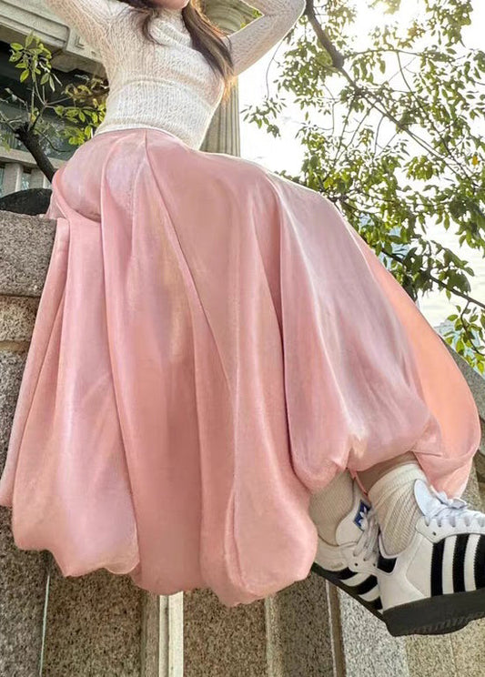 Skirts Pink High Summer Waist Solid Women