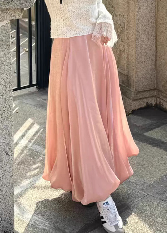 Skirts Pink High Summer Waist Solid Women