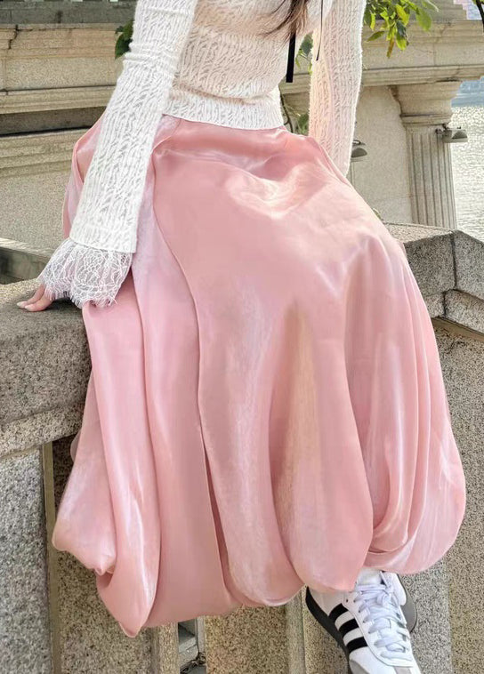 Skirts Pink High Summer Waist Solid Women