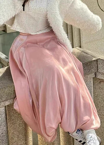 Skirts Pink High Summer Waist Solid Women