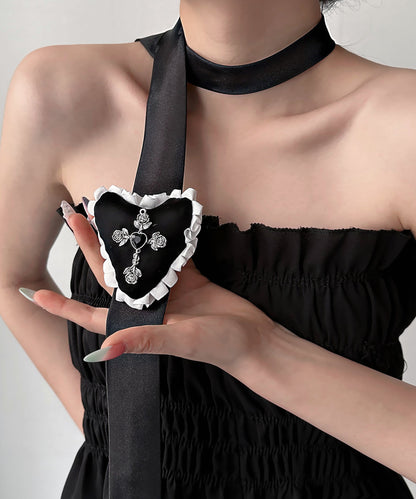 Women Silk Fabr Alloy Love Pendant Necklace YD009