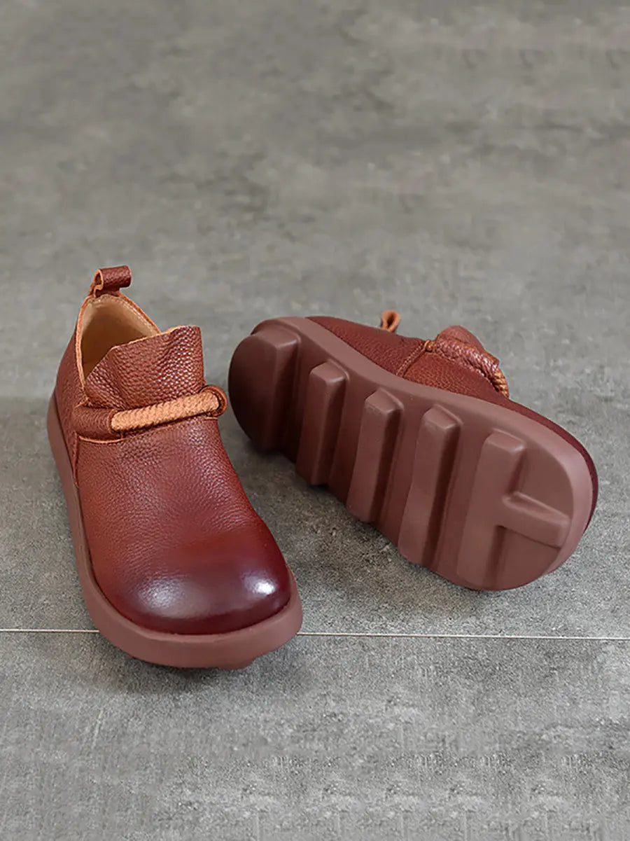 Women Spring Vintage Genuine Leather Solid Shoes Ada Fashion