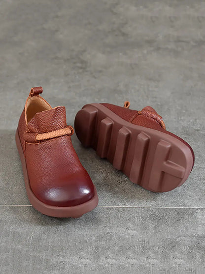 Women Spring Vintage Genuine Leather Solid Shoes Ada Fashion