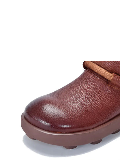 Women Spring Vintage Genuine Leather Solid Shoes Ada Fashion