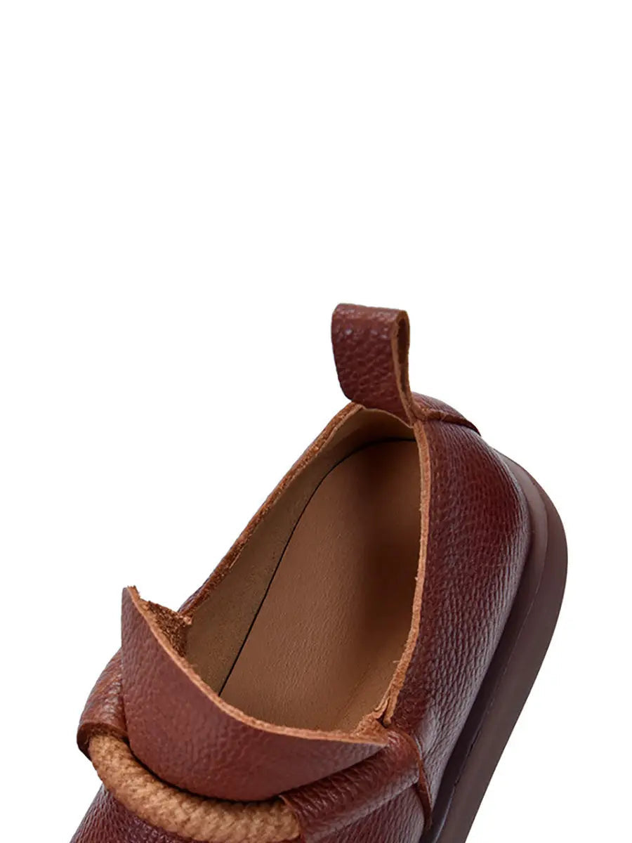 Women Spring Vintage Genuine Leather Solid Shoes Ada Fashion