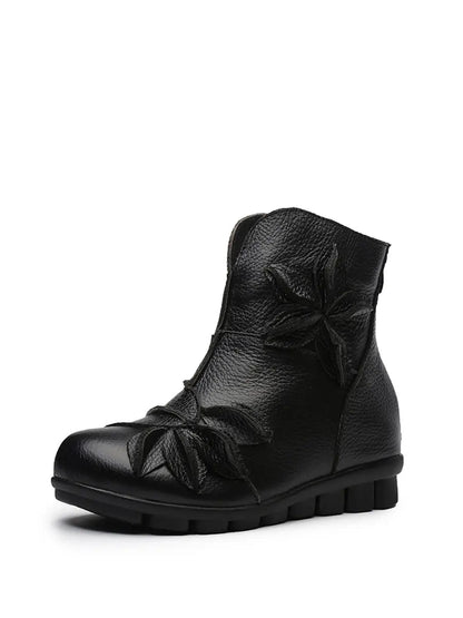 Women Vintage Leather Spliced Ankle Boots Ada Fashion