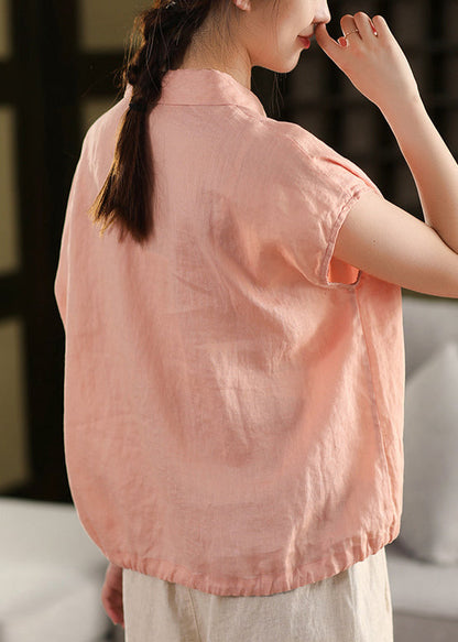 Summer Collar White Blouse Up Lace Linen Pan Peter Women