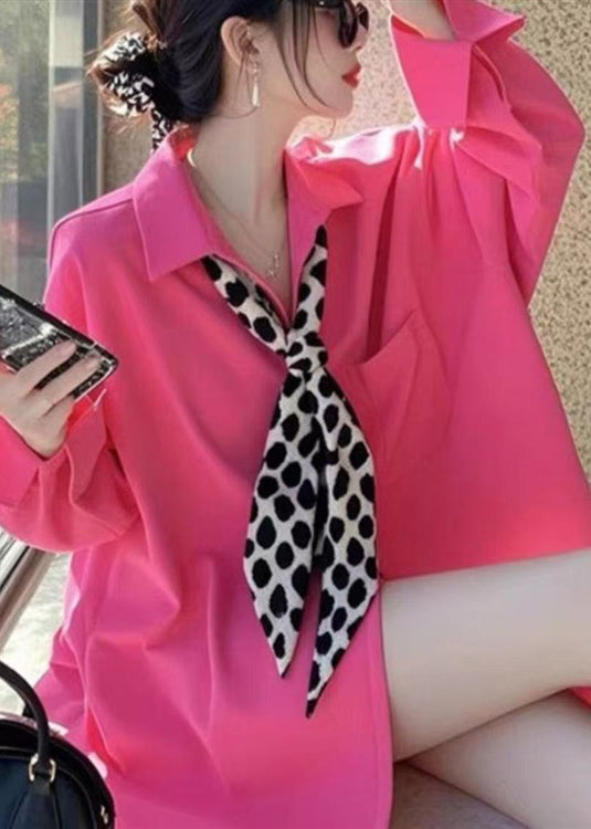 Shirt Cotton Neck Solid Peter Fall White Women Pan Collar