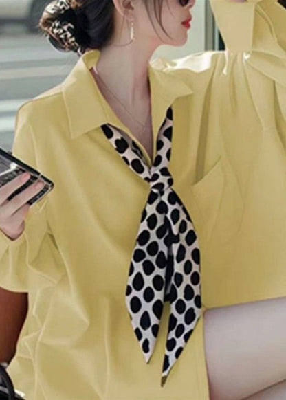 Shirt Cotton Neck Solid Peter Fall White Women Pan Collar