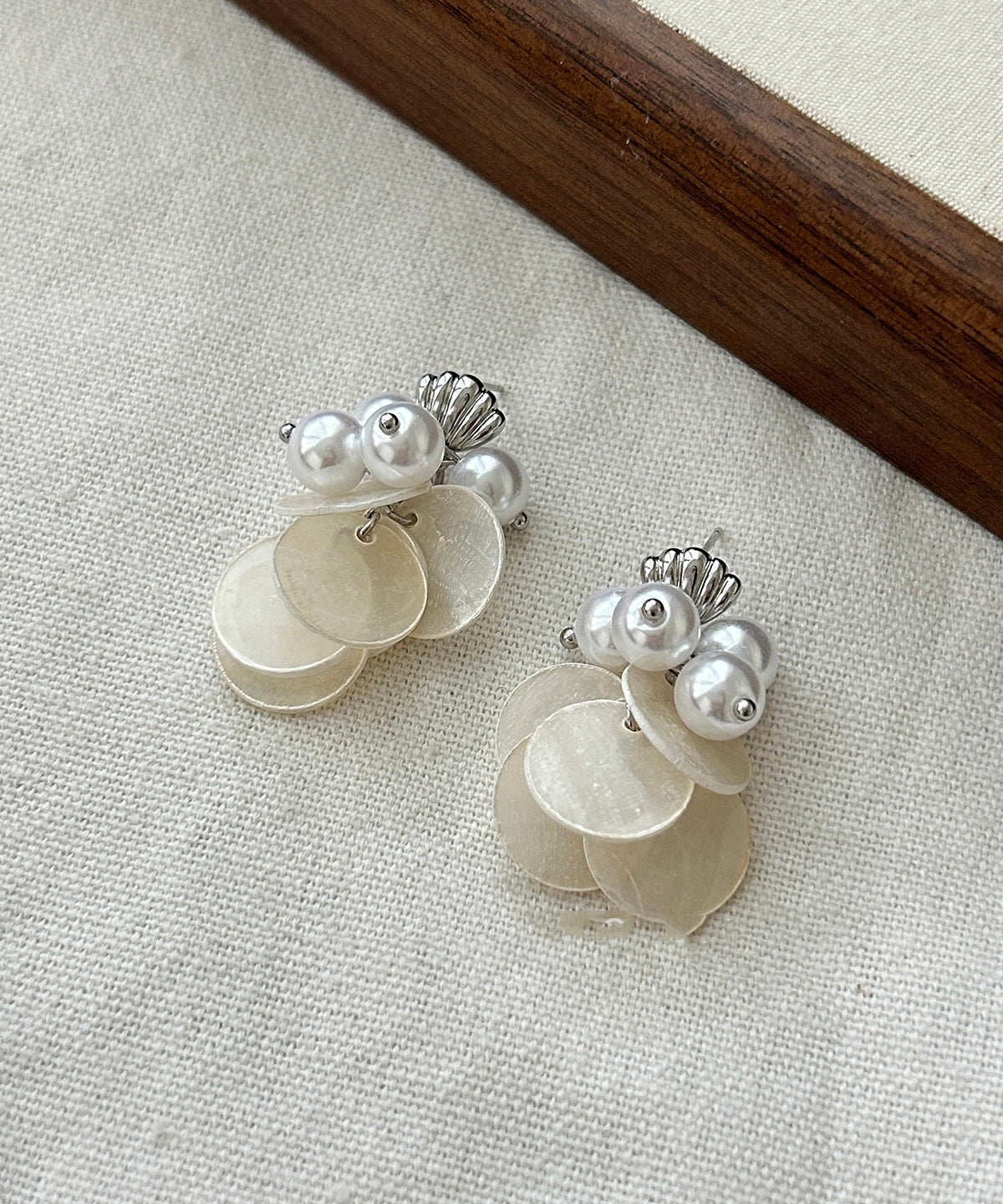 Shell Earring Women TasselDrop Pearl White Silver