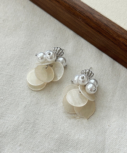 Shell Earring Women TasselDrop Pearl White Silver